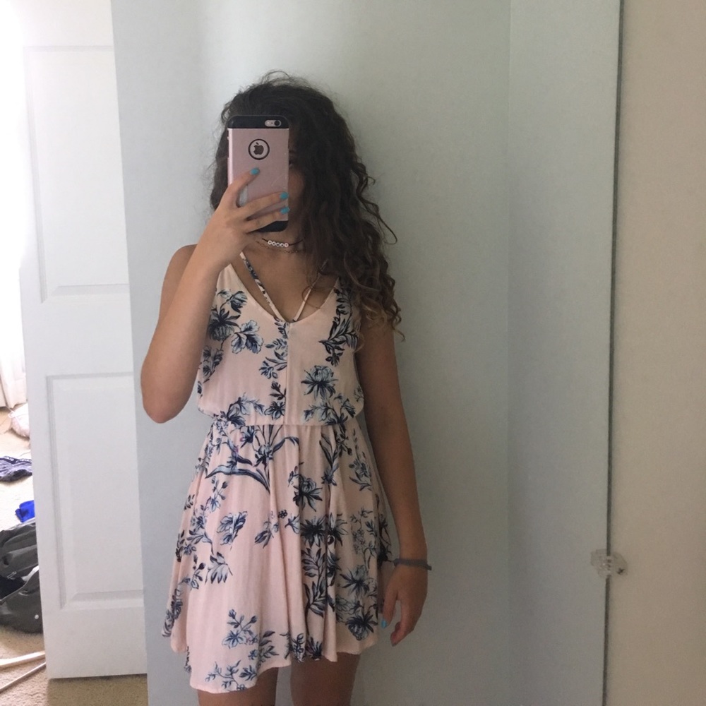 pink Flowy dress with flowers